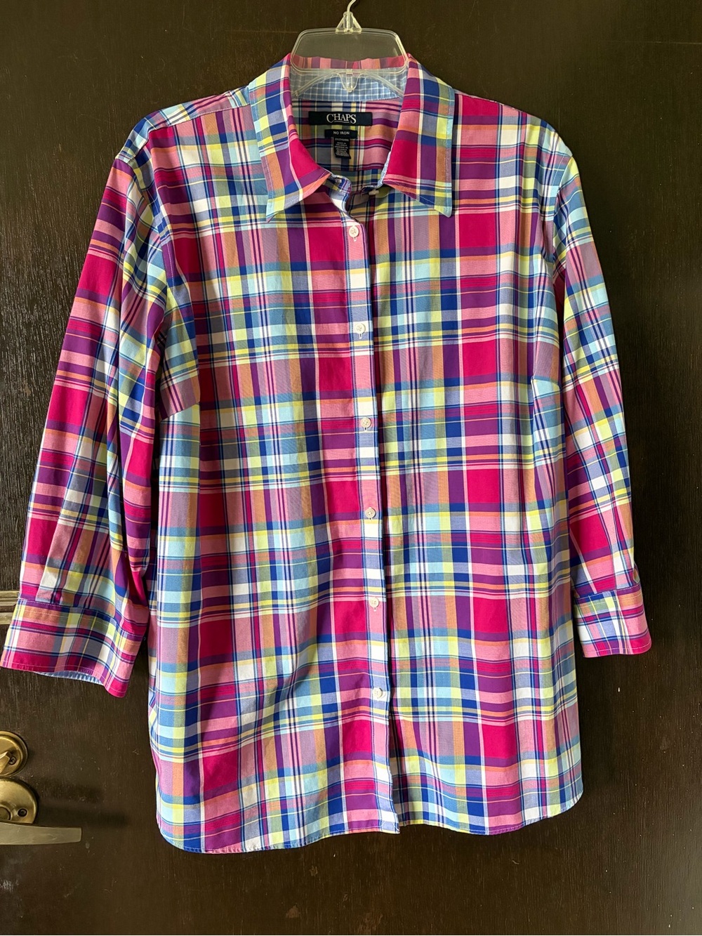 Chaps no iron plaid button down shirt. Size 2X